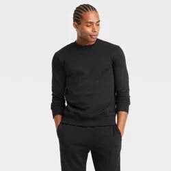 Men's Pullover Sweatshirt - Goodfellow & Co™ Black L: Crew Neck, Midweight, Fleece, Long Sleeve