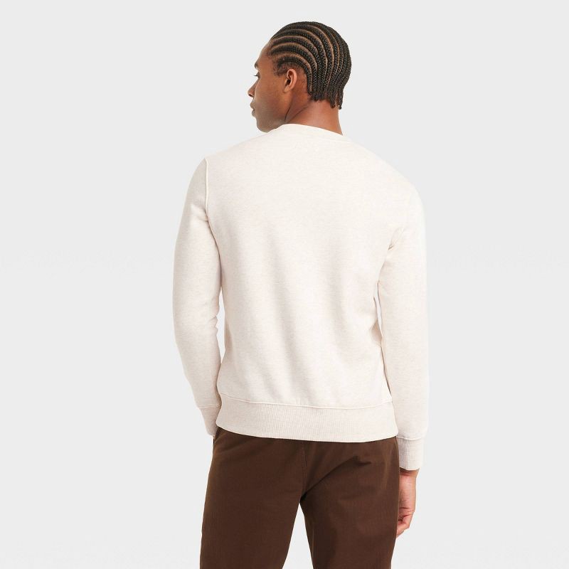 slide 2 of 3, Men's Pullover Sweatshirt - Goodfellow & Co™ Oatmeal XXL: Crew Neck, Midweight, Fleece, Long Sleeve, 1 ct
