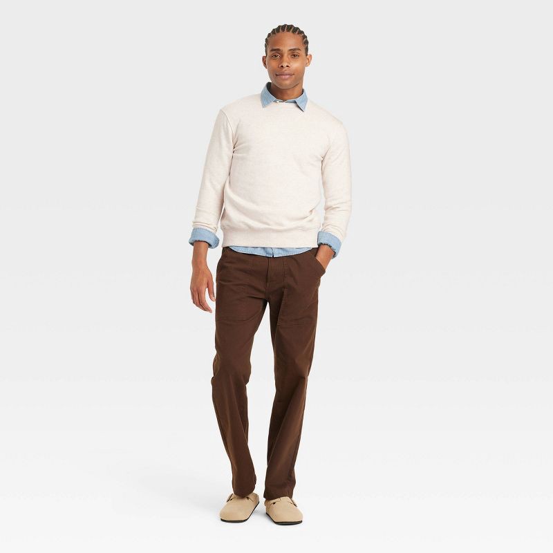 slide 3 of 3, Men's Pullover Sweatshirt - Goodfellow & Co™ Oatmeal XXL: Crew Neck, Midweight, Fleece, Long Sleeve, 1 ct
