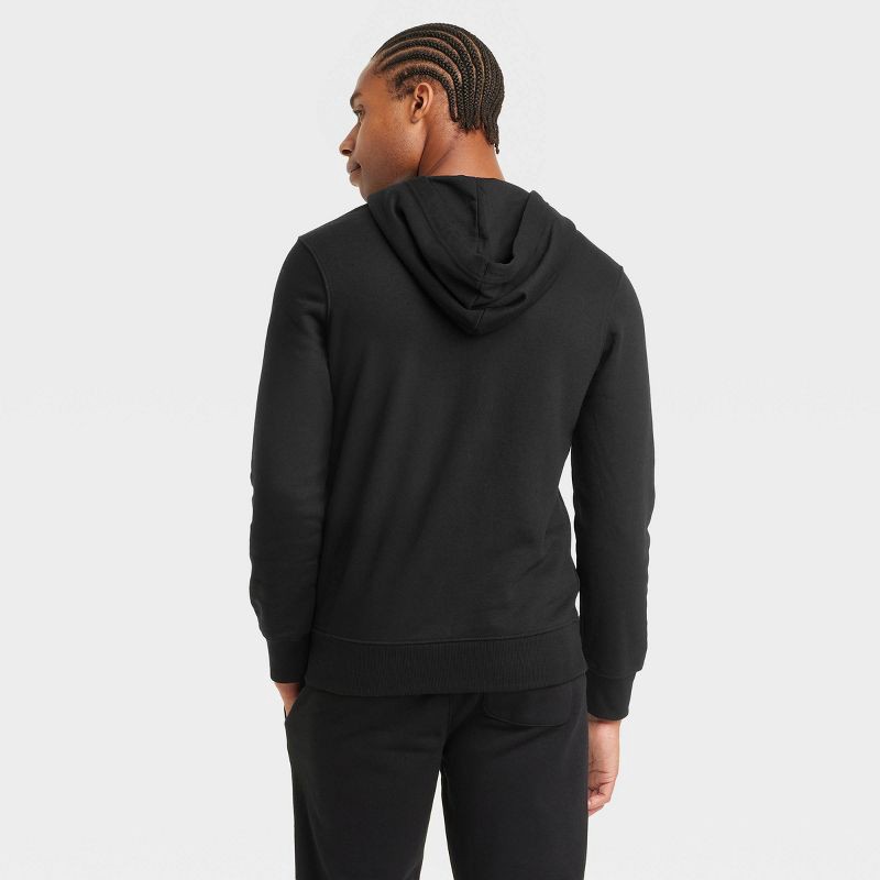 slide 2 of 3, Men's Hooded Zip-Up Sweatshirt - Goodfellow & Co™ Black L: Fleece, Drawstring Hood, 1 ct