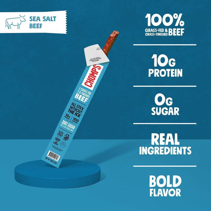slide 3 of 9, Chomps Snack Sticks Chomps Sea Salt Beef Stick - 1.15oz, 1.15 oz