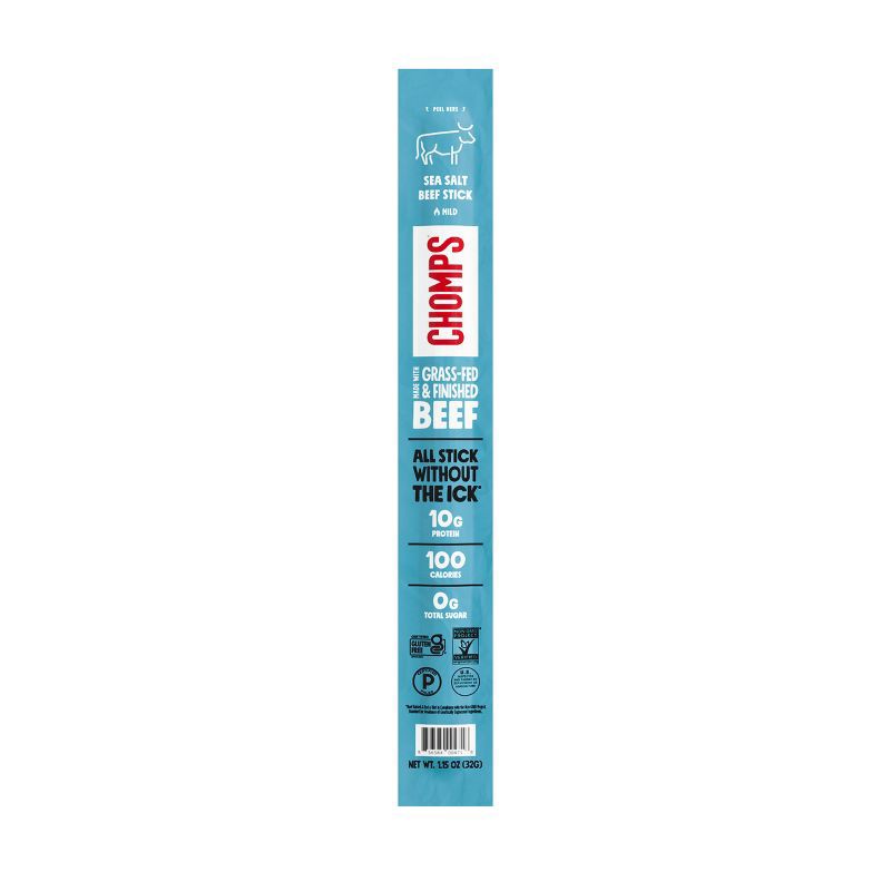slide 1 of 7, Chomps Snack Sticks Sea Salt Beef Meat Stick - 1.15oz, 1.15 oz
