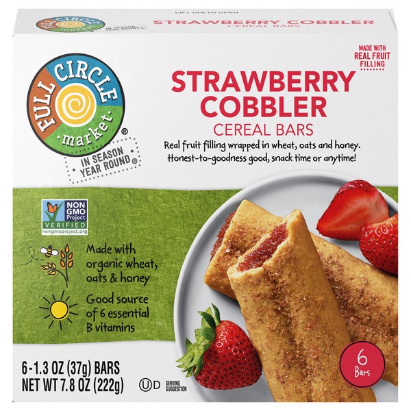 slide 1 of 6, Full Circle Market Strawberry Cobbler Cereal Bars 6 - 1.3 oz Bars, 6 ct