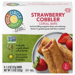 Full Circle Market Strawberry Cobbler Cereal Bars - 6 x 1.3 oz Bars