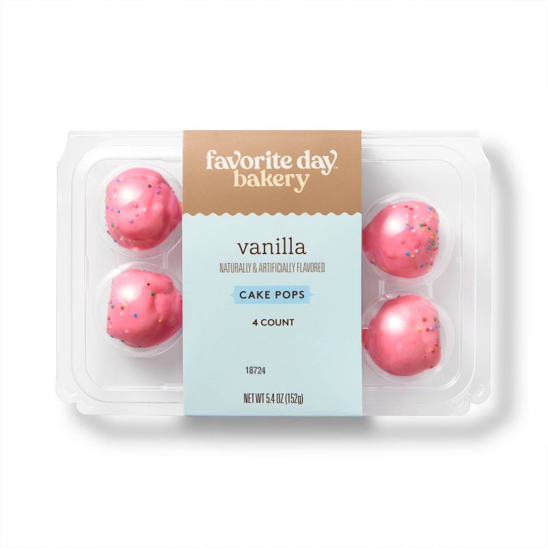 slide 1 of 3, Vanilla Cake Pops - 5.4oz/4ct - Favorite Day™, 5.4 oz, 4 ct