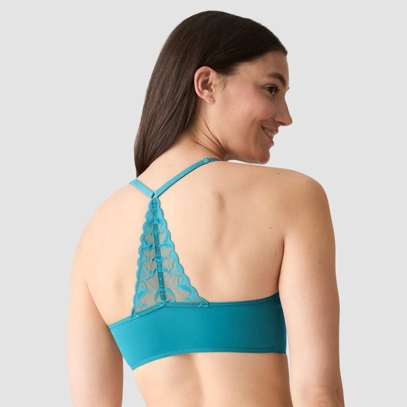 slide 2 of 3, True & Co. Women's Everybody Lace Racerback Bralette - Blue XL: Light Support, Removable Padding, Wireless, 1 ct