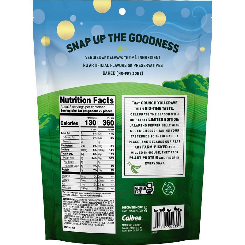 slide 2 of 2, Harvest Snaps Jalapeno Pepper Jelly with Cream Cheese Baked Green Pea Snacks - 2.75oz, 2.75 oz