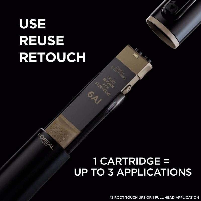slide 4 of 8, L'Oreal Paris Colorsonic Ammonia Free Permanent Hair Color Cartridge - Device Sold Separately - Black Natural 1, 1 ct