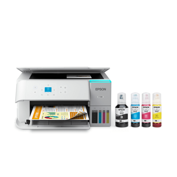 slide 1 of 5, Epson EcoTank ET-2980 Wireless All-in-One Color Supertank Printer, White, 1 ct