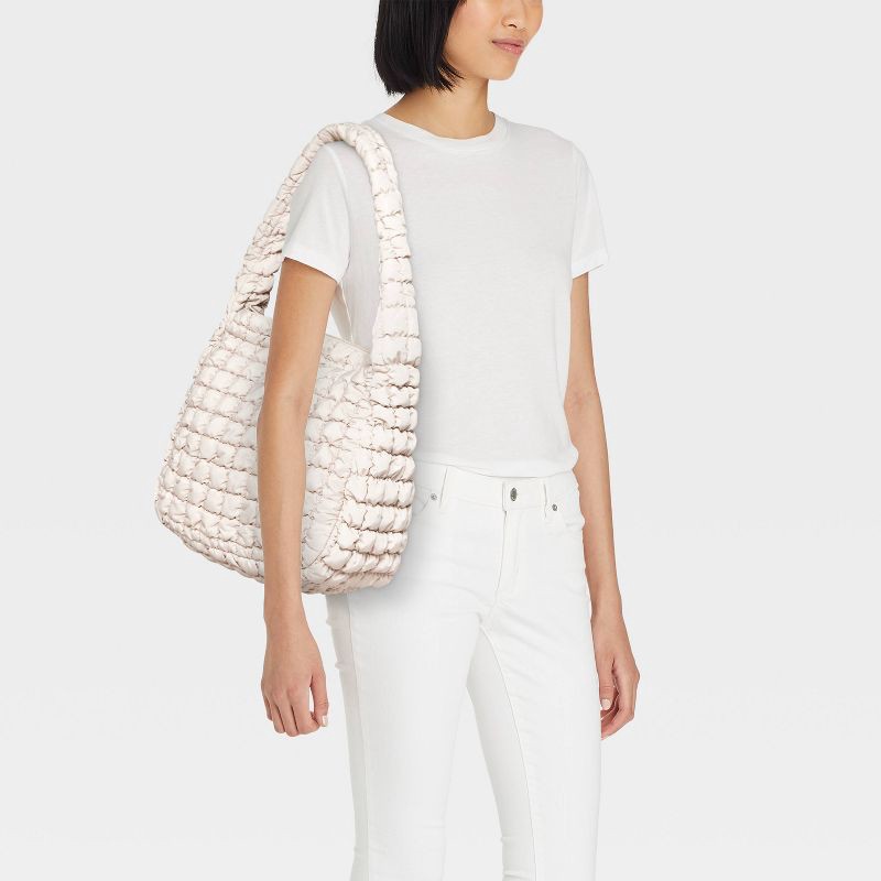 slide 2 of 5, Puffer Hobo Shoulder Bag - Wild Fable™ Off-White, 1 ct