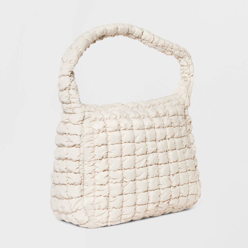 slide 3 of 5, Puffer Hobo Shoulder Bag - Wild Fable™ Off-White, 1 ct