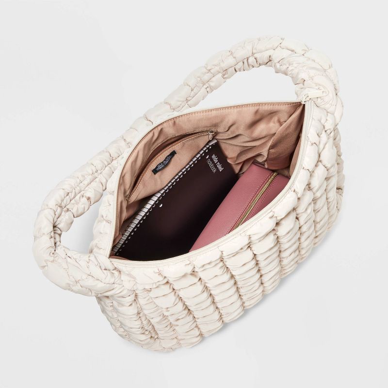 slide 4 of 5, Puffer Hobo Shoulder Bag - Wild Fable™ Off-White, 1 ct