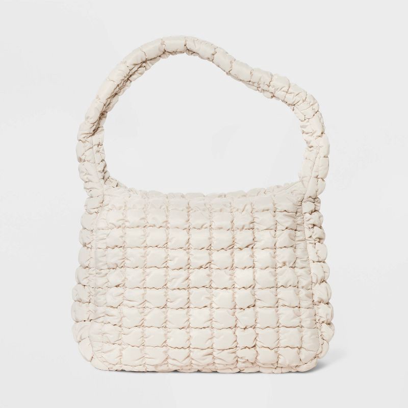 slide 1 of 5, Puffer Hobo Shoulder Bag - Wild Fable™ Off-White, 1 ct