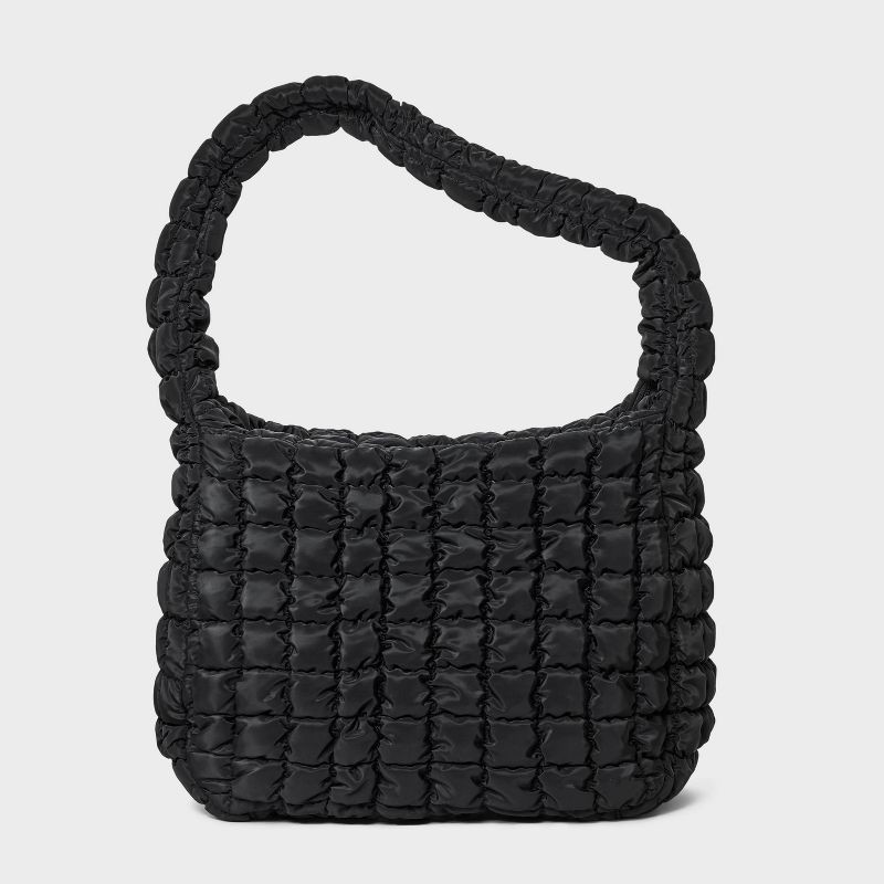 slide 1 of 5, Puffer Hobo Shoulder Bag - Wild Fable™ Black, 1 ct