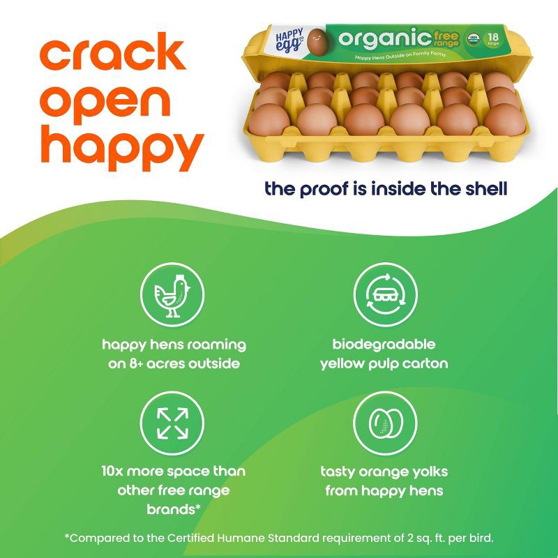 slide 6 of 7, The Happy Egg Co. Organic Free Range Eggs - 18ct, 18 ct