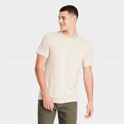 Men's Every Wear Short Sleeve T-Shirt - Goodfellow & Co™ Oatmeal M: Lightweight Cotton Blend, Standard Fit, Machine Washable