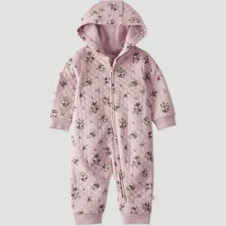 Little Planet by Carter's Organic️ Baby Girls' Floral Quilted Zip Pram Coveralls - Pink 9M