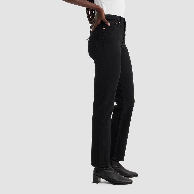 slide 2 of 3, Levi's® Women's High-Rise Wedgie Straight Cropped Jeans - Soft Black 30: Heavyweight Denim, Slim Fit, 1 ct