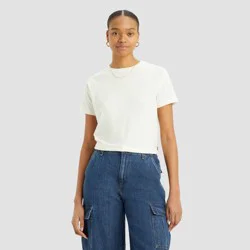 Levi's® Women's Short Sleeve Game Day T-Shirt - Egret Tan XS: Cotton Knit, Midweight, Crew Neck, Pullover Style