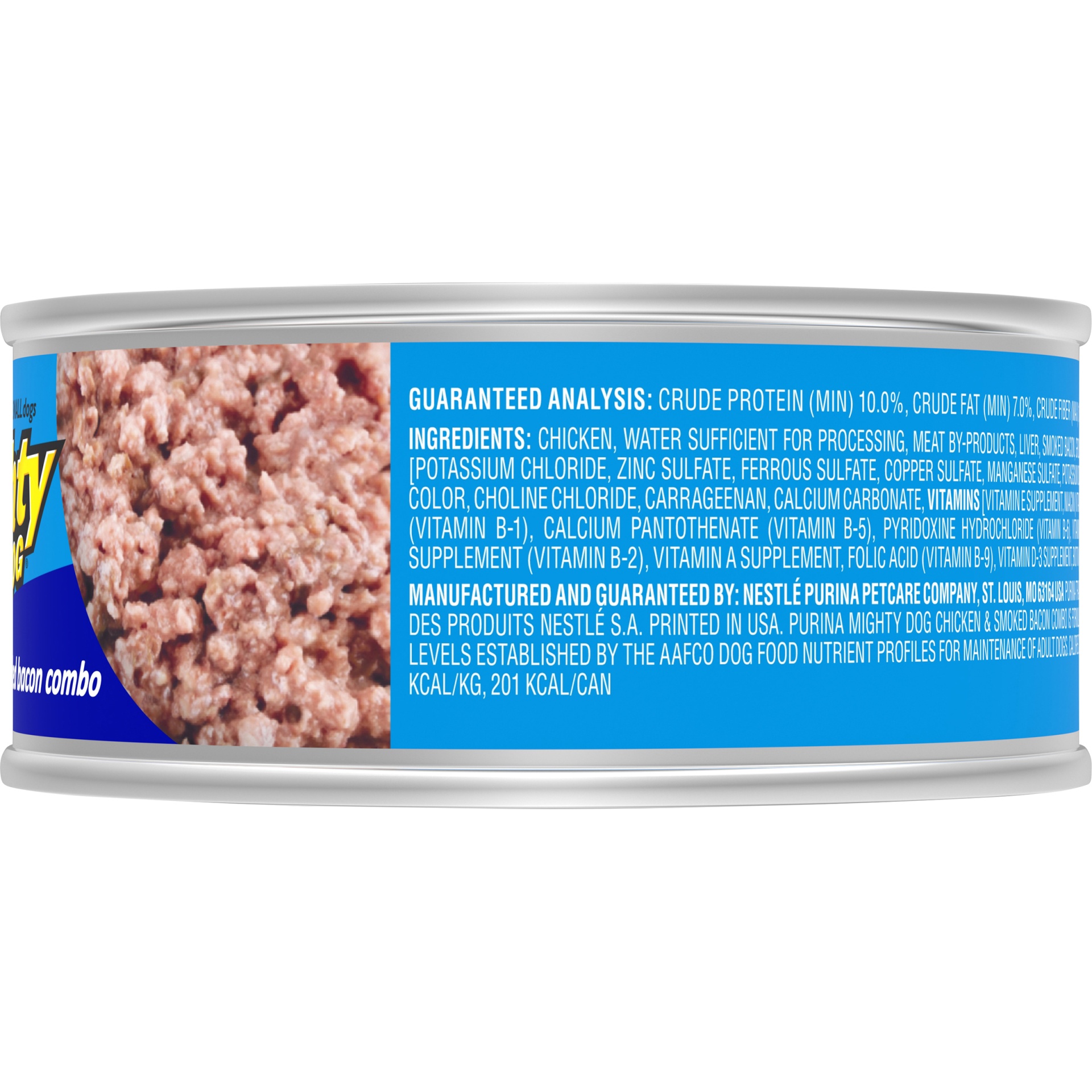 slide 5 of 7, Purina Mighty Dog Chicken and Smoked Bacon Combo Food for Small Dogs, 5.5 oz