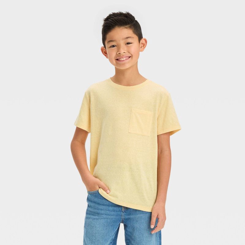 slide 1 of 3, Boys' Short Sleeve Heathered T-Shirt - Cat & Jack™ Mustard Yellow L, 1 ct