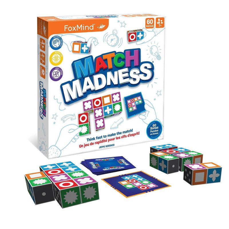 slide 2 of 5, FoxMind Match Madness Game: Educational Pattern-Based Board, Includes Cards & Blocks, 1-4 Players, 1 ct