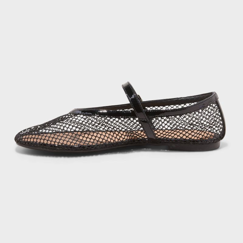 slide 2 of 3, Women's Issa Mesh Mary Jane Ballet Flats with Memory Foam Insole - A New Day™ Jet Black 7.5: Medium Width, Closed Almond Toe, Pull-On Style, 1 ct