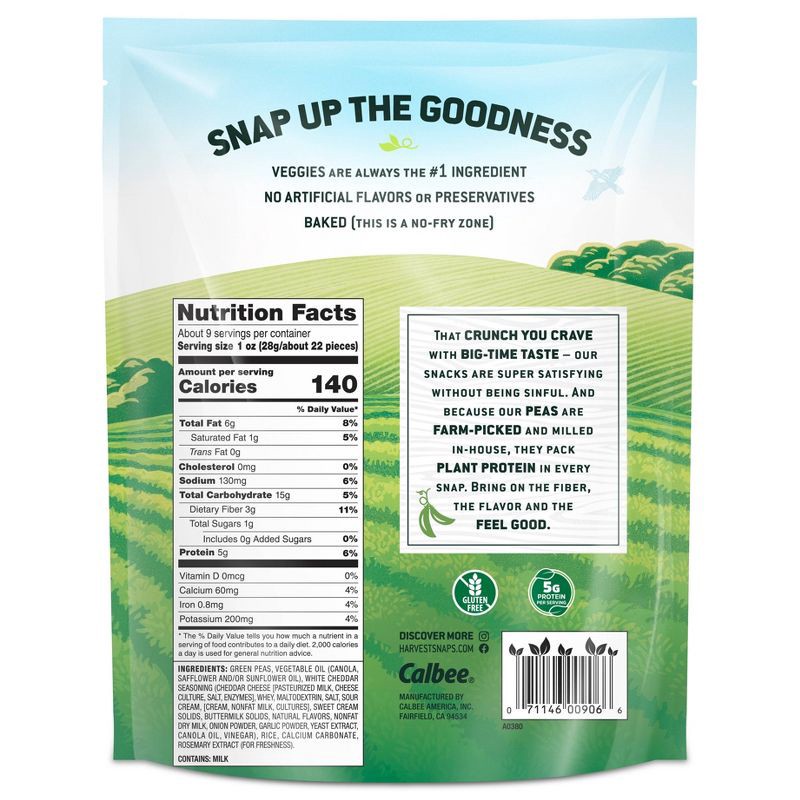 slide 3 of 4, Harvest Snaps White Cheddar Baked Green Pea Snacks - 8.5oz, 8.5 oz