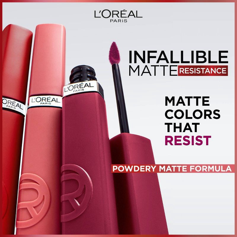 slide 5 of 8, L'Oreal Paris Infallible Matte Resistance Liquid Matte Lipstick - 601 Worth It - 0.16 fl oz, 0.16 fl oz