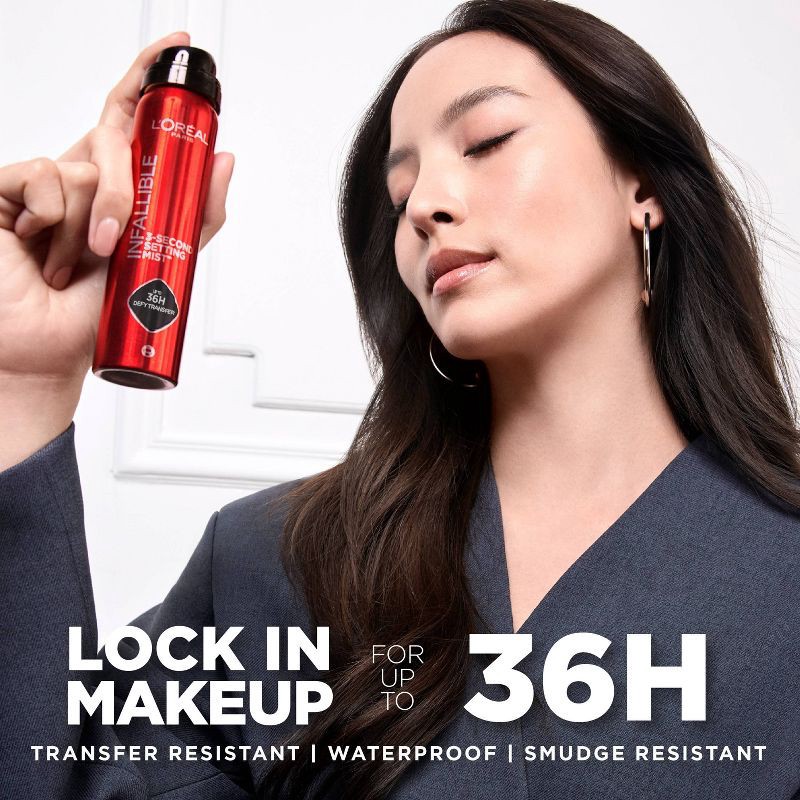 slide 3 of 8, L'Oreal Paris Infallible 3-Second Up to 36HR Wear Setting Spray - 1.76oz, 1.76 oz