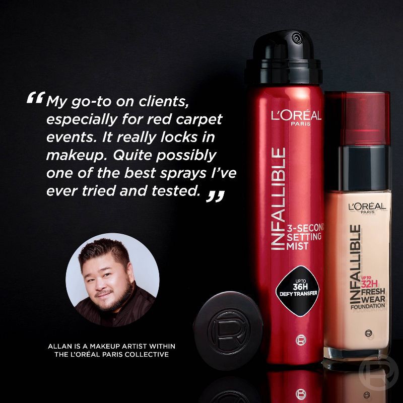 slide 7 of 7, L'Oreal Paris Infallible 3-Second Up to 36HR Wear Setting Spray - 1.76oz, 1.76 oz