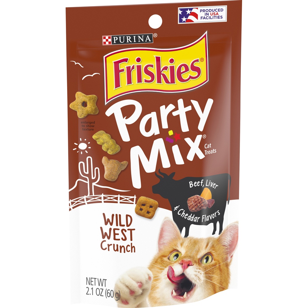 slide 7 of 9, Friskies Purina Friskies Cat Treats, Party Mix Wild West Crunch, 2.1 oz