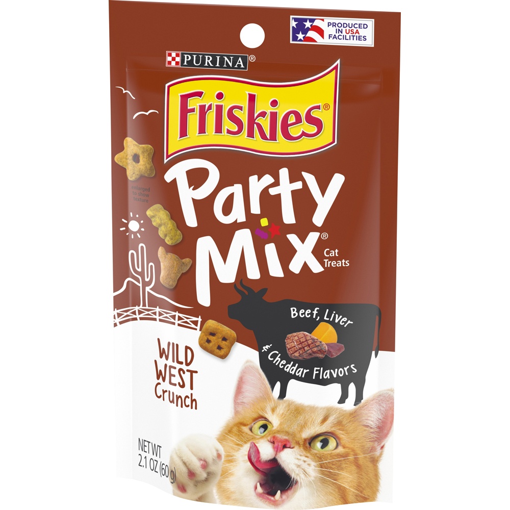 slide 4 of 9, Friskies Purina Friskies Cat Treats, Party Mix Wild West Crunch, 2.1 oz