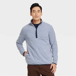 Men's Polar Fleece Half Zip Sweatshirt - Goodfellow & Co™ Light Blue M