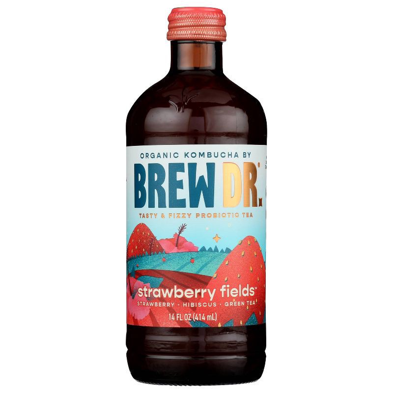 slide 1 of 8, Brew Dr. Kombucha Brew Dr. Strawberry Fields Kombucha - 14 fl oz, 14 fl oz