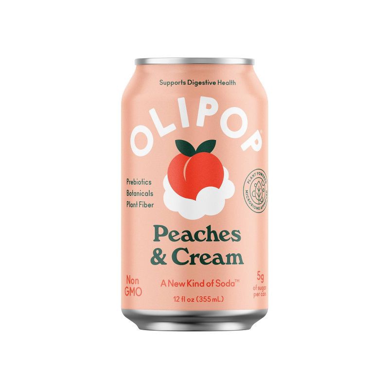 slide 1 of 4, OLIPOP Peaches and Cream Prebiotic Soda - 12 fl oz, 12 fl oz