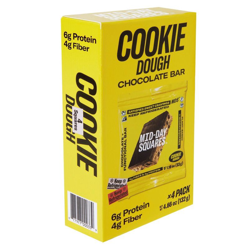 slide 2 of 4, Mid-Day Squares Cookie Dough Functional Snack Bars - 4.66oz/4ct, 4.66 oz, 4 ct
