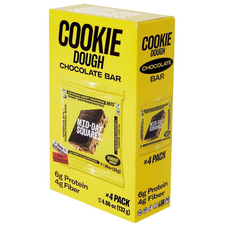slide 3 of 4, Mid-Day Squares Cookie Dough Functional Snack Bars - 4.66oz/4ct, 4.66 oz, 4 ct