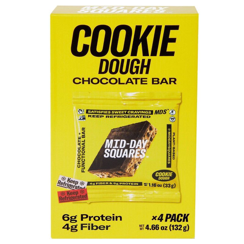 slide 1 of 4, Mid-Day Squares Cookie Dough Functional Snack Bars - 4.66oz/4ct, 4.66 oz, 4 ct