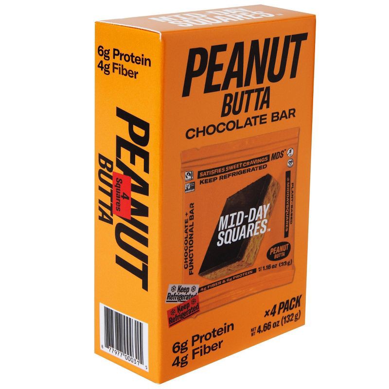 slide 2 of 4, Mid-Day Squares Peanut Butter Functional Snack Bars - 4.66oz/4ct, 4.66 oz, 4 ct