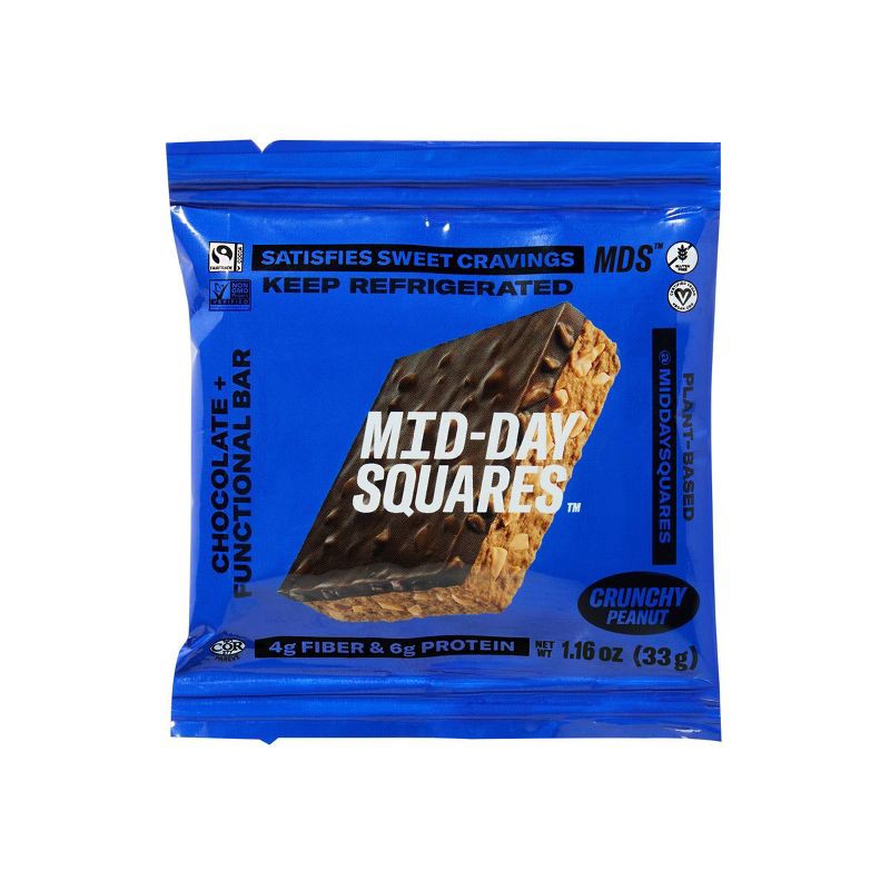 slide 1 of 3, Mid-Day Squares Crunchy Peanut Functional Snack Bar - 1.03oz, 1.03 oz