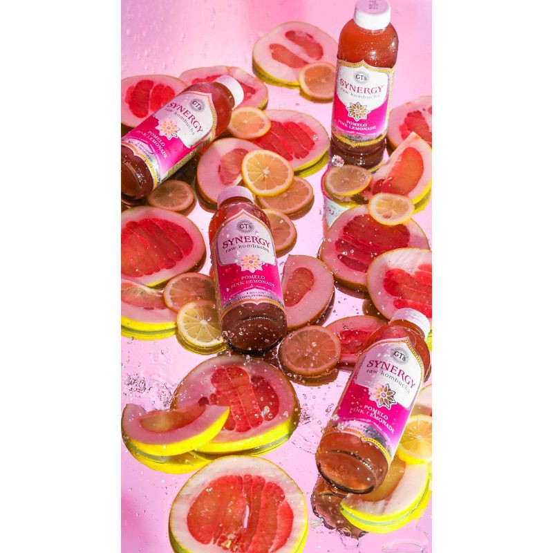 slide 2 of 3, GT's Synergy Pomelo Pink Lemonade Raw Kombucha - 16 fl oz, 16 fl oz