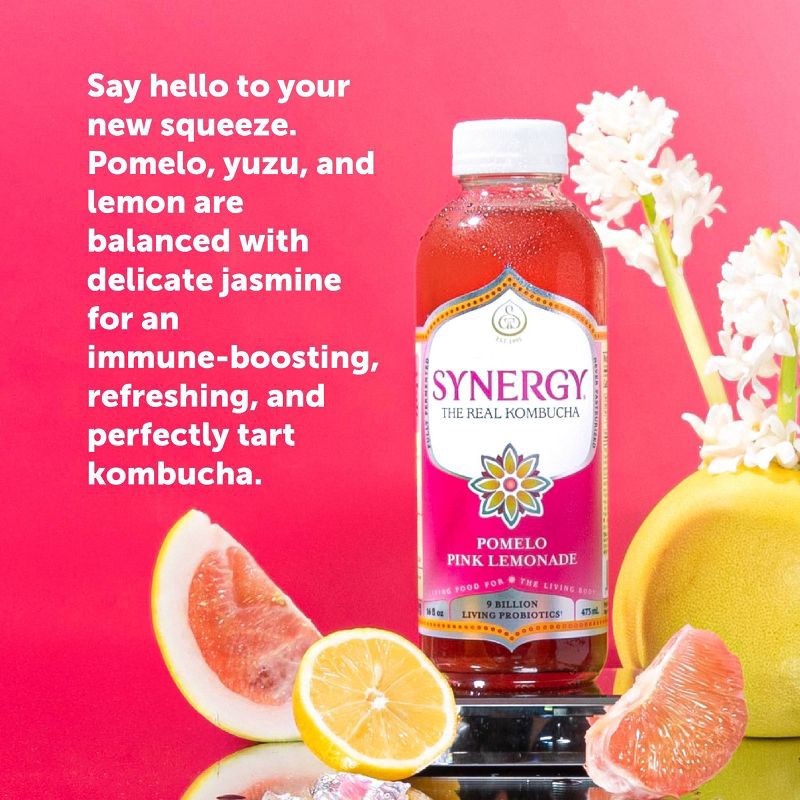 slide 7 of 8, GT's Synergy The Real Kombucha, Pomelo Pink Lemonade – 16 fl oz, 16 fl oz