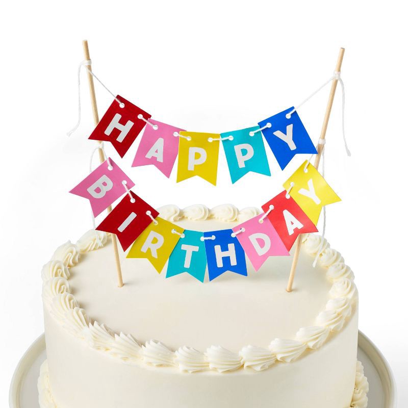 slide 2 of 3, Happy Birthday Banner Cake Topper - Favorite Day™, 1 ct