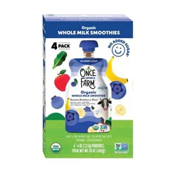 Once Upon a Farm Grassfed Banana Blueberry Whole Milk Smoothie - 16oz/4ct