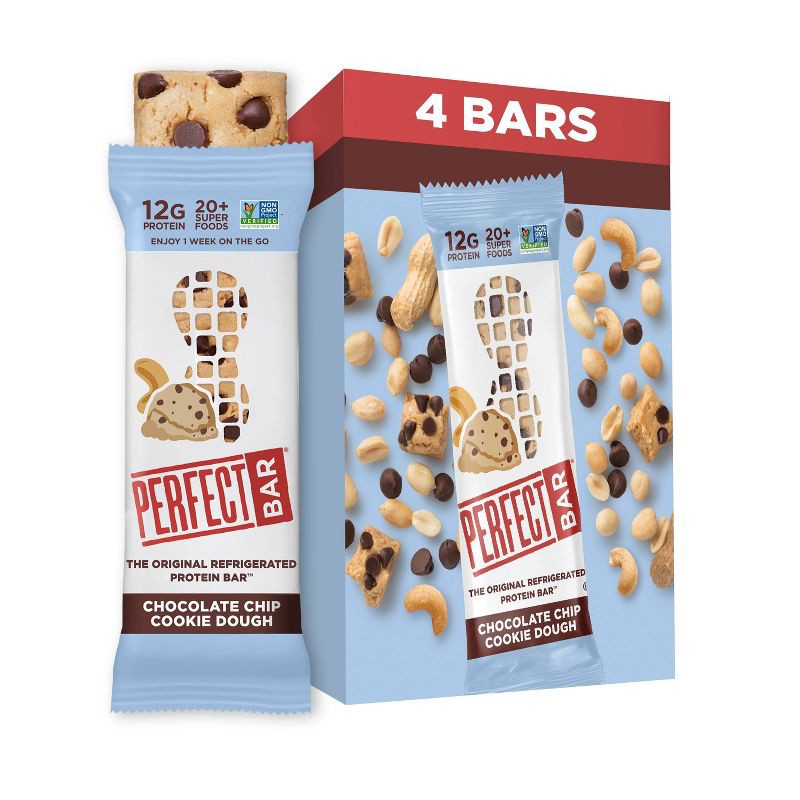 slide 1 of 11, Perfect Bar Chocolate Chip Cookie Dough Refrigerated Protein Bars - 8.7oz/4ct, 8.7 oz, 4 ct