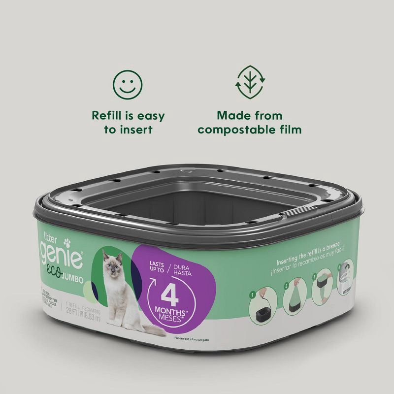 slide 13 of 15, Litter Genie Eco Jumbo Refill Compostable Cats Litter Waste Disposal Bags, 1 ct