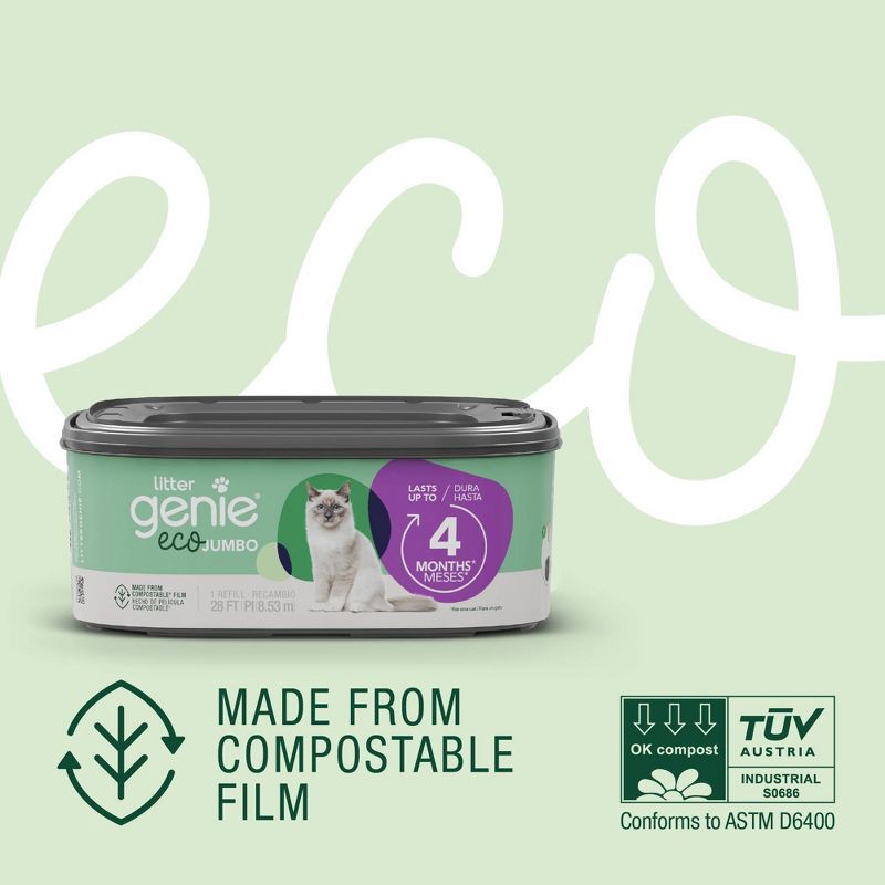 slide 4 of 15, Litter Genie Eco Jumbo Refill Compostable Cats Litter Waste Disposal Bags, 1 ct