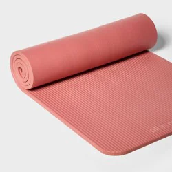 Premium Fitness Yoga Mat 15mm Orange - All In Motion™: Standard Size, Low Tack Grip, Solid Pattern