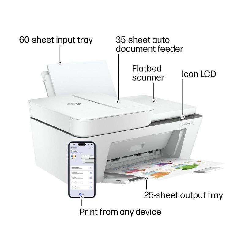 slide 4 of 18, HP Inc. HP DeskJet 4255e Wireless All-in-One Color Printer Scanner Copier with 3 Months Free Instant Ink (588S6A), 1 ct